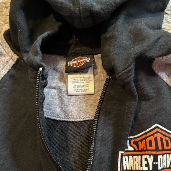Harley Davidson Hooded Full Zip Sweatshirt Sz 4 Black Gray Kids - Picture 5 of 6